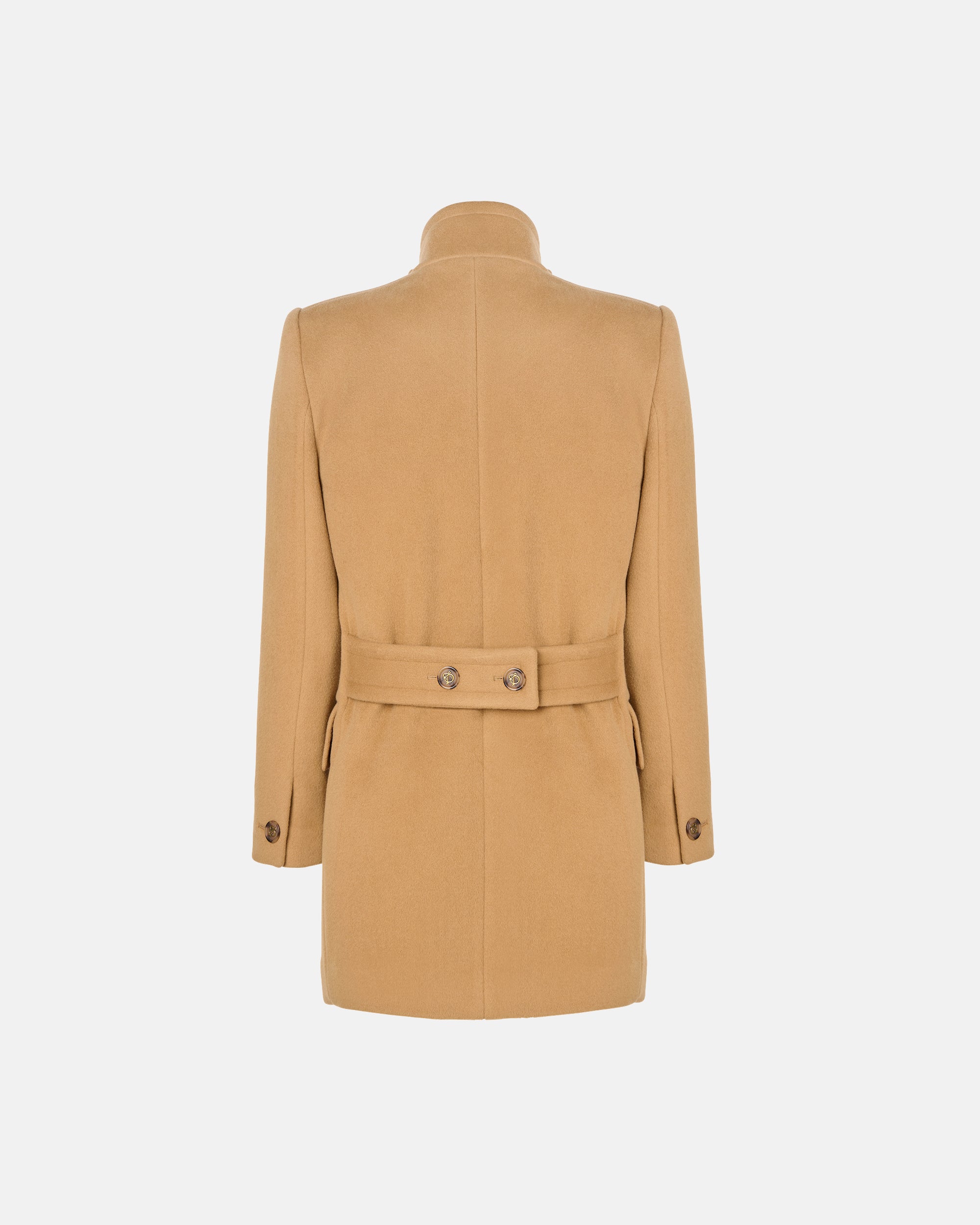 DOUBLE BREASTED CASHMERE AND WOOL JACKET IN TAN