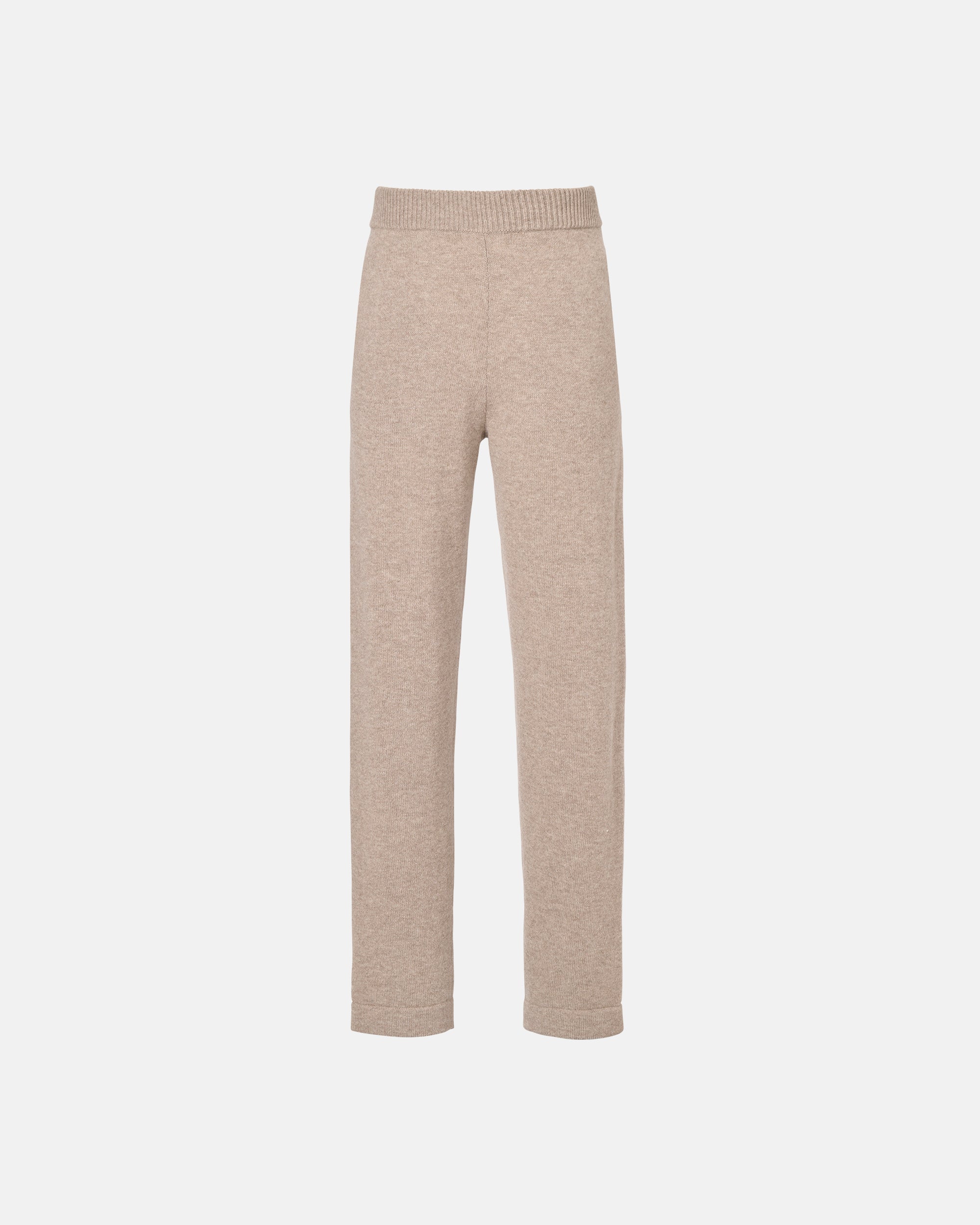 TAPERED CASHMERE AND WOOL KNIT JOGGER IN FLAX