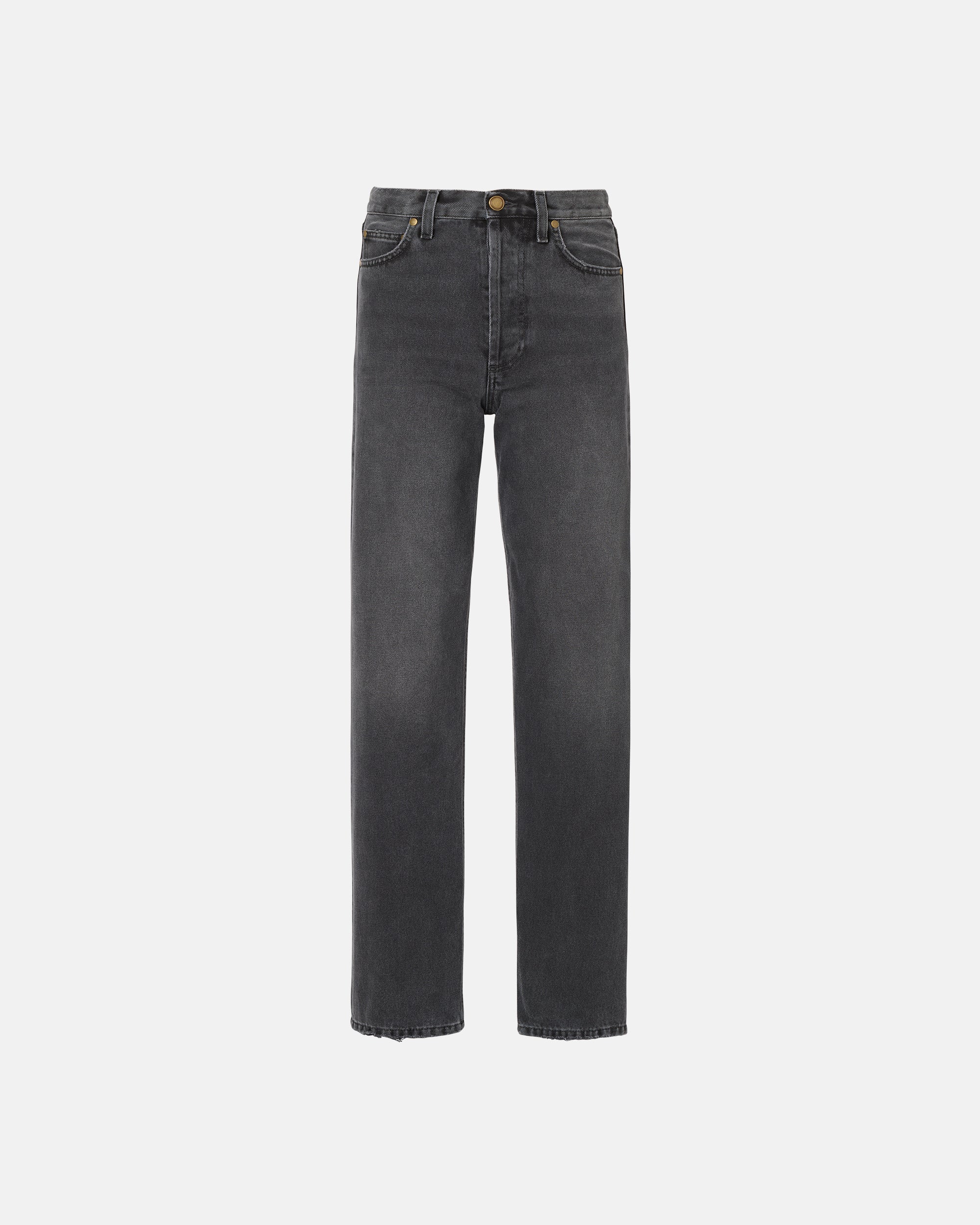 HIGH-RISE STRAIGHT COTTON JEANS IN BLACK