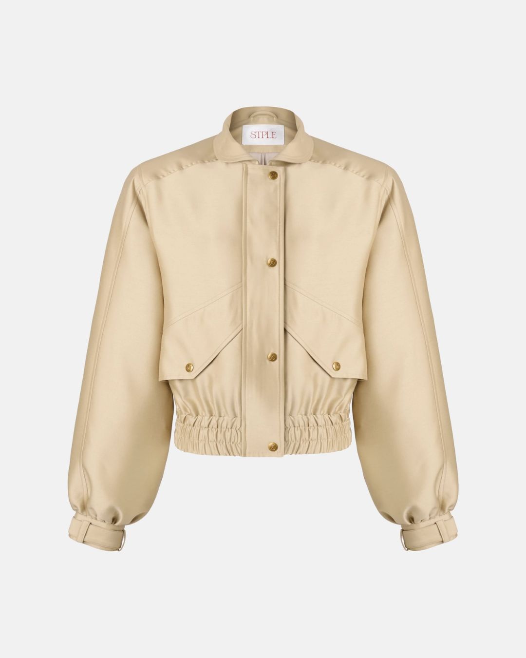 WOOL AND SILK CROPPED BOMBER JACKET