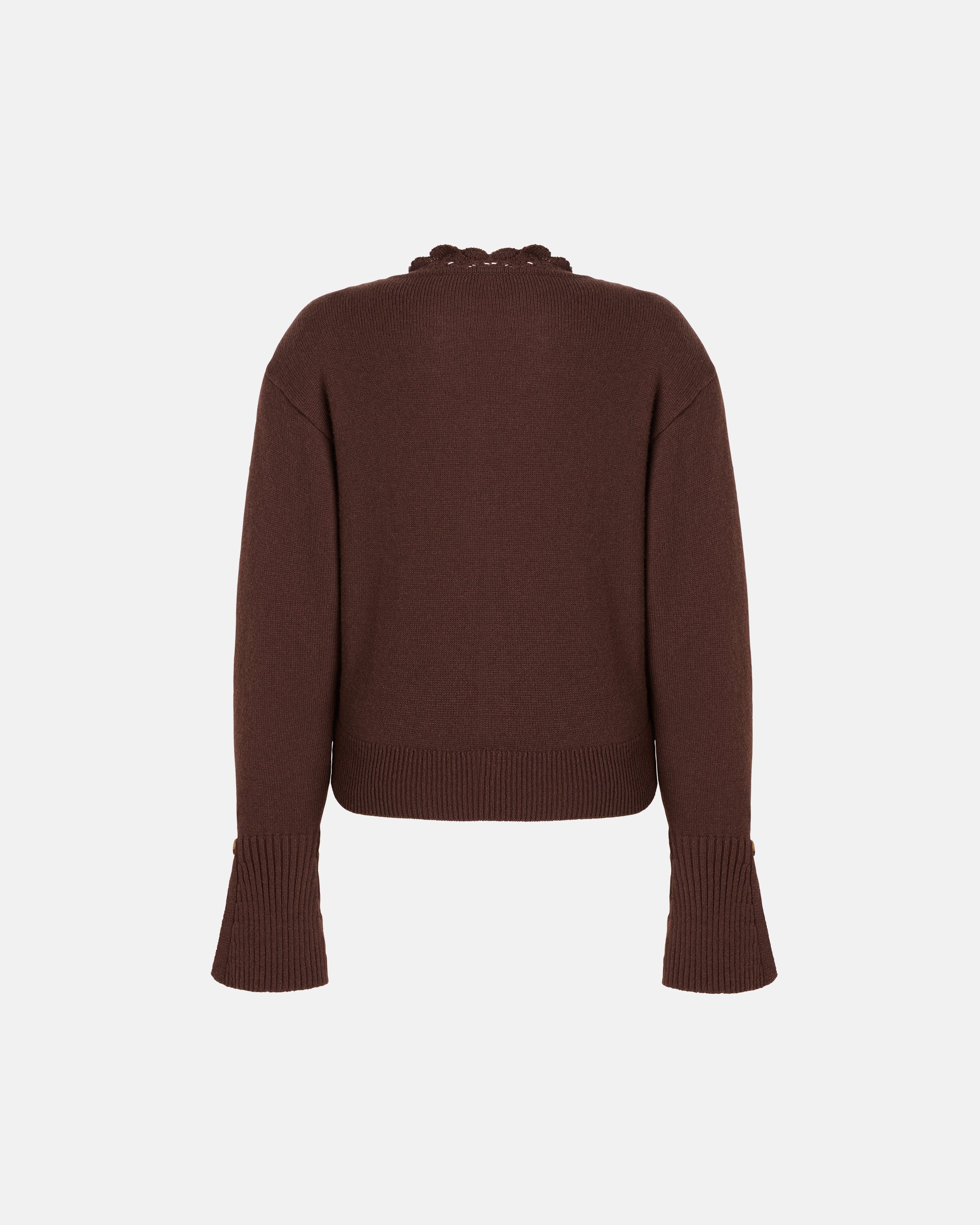 HIGH-NECK CASHMERE AND WOOL KNIT JUMPER IN MOCHA