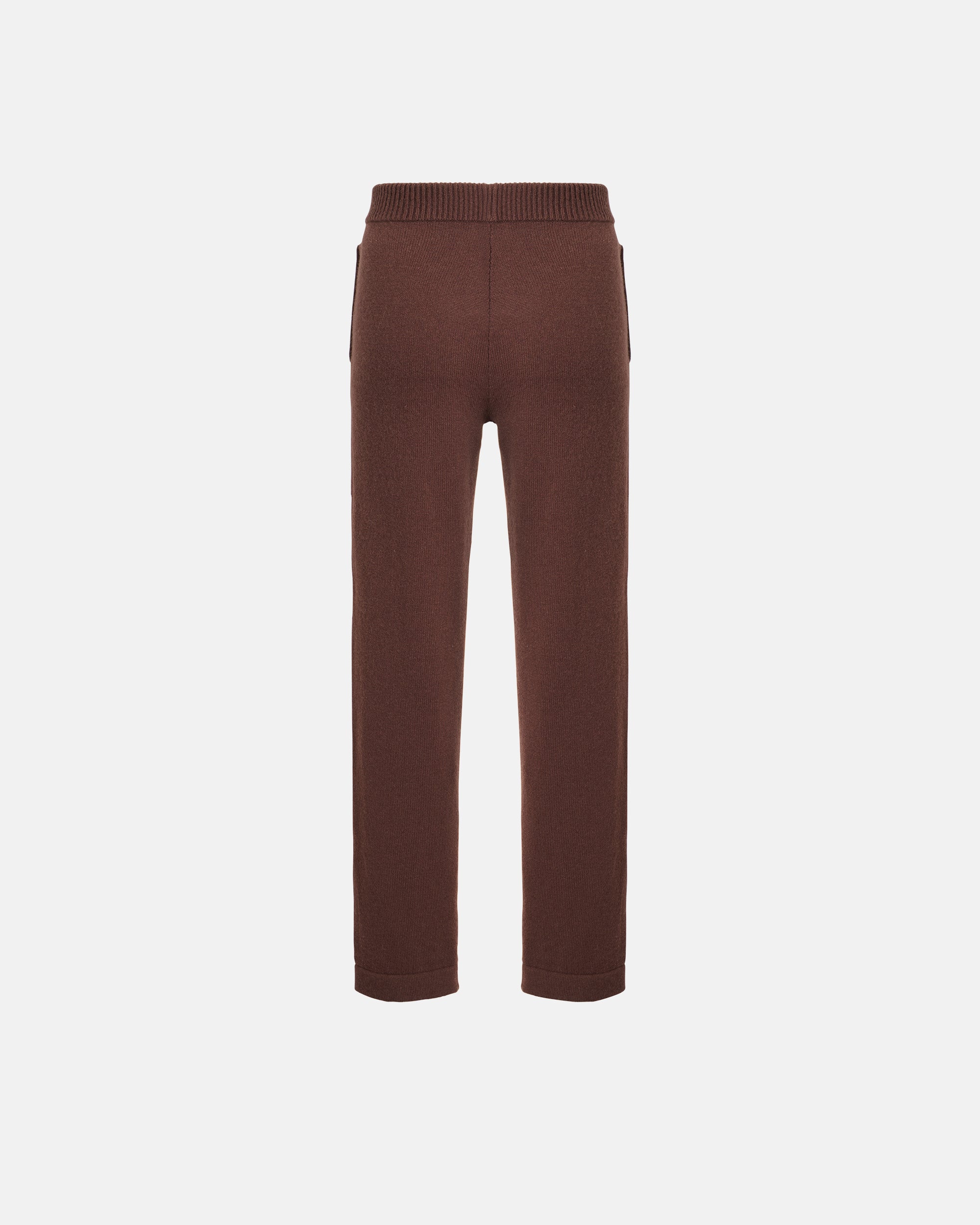 TAPERED CASHMERE AND WOOL KNIT JOGGER IN MOCHA