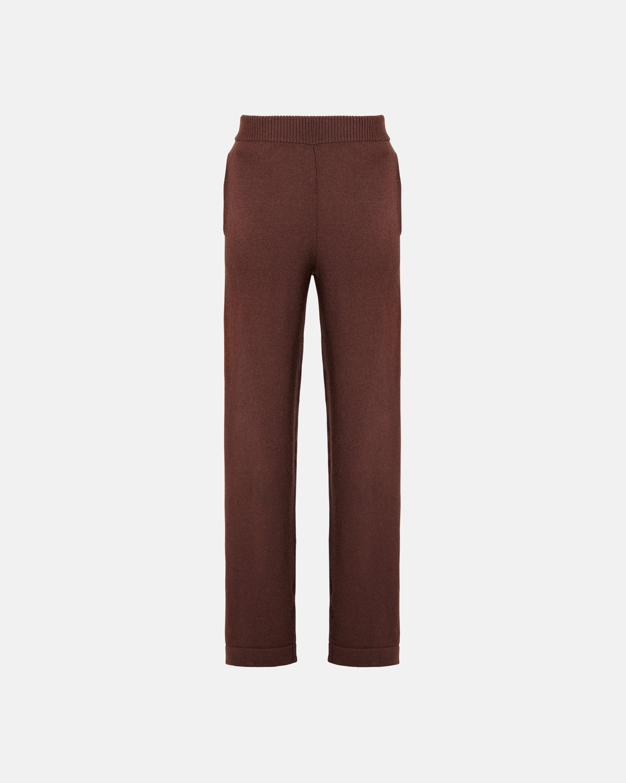 TAPERED CASHMERE AND WOOL KNIT JOGGER IN MOCHA