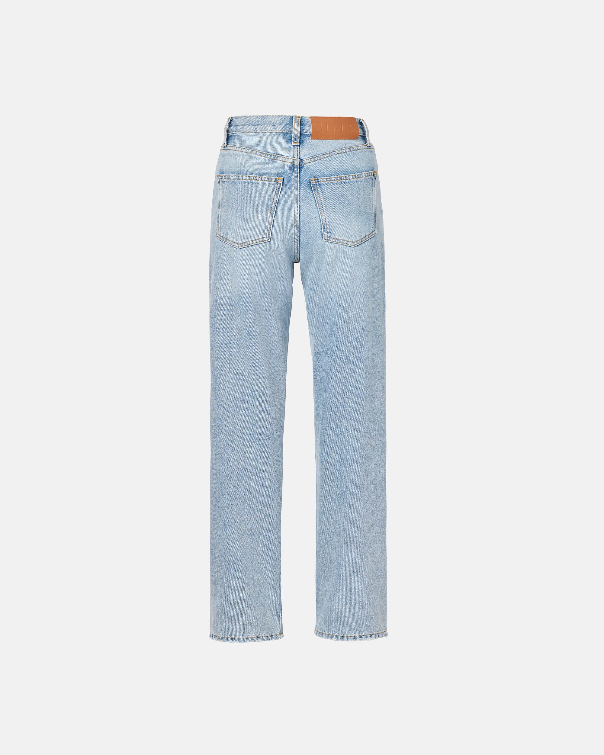 HIGH-RISE STRAIGHT COTTON JEANS IN BLUE DENIM