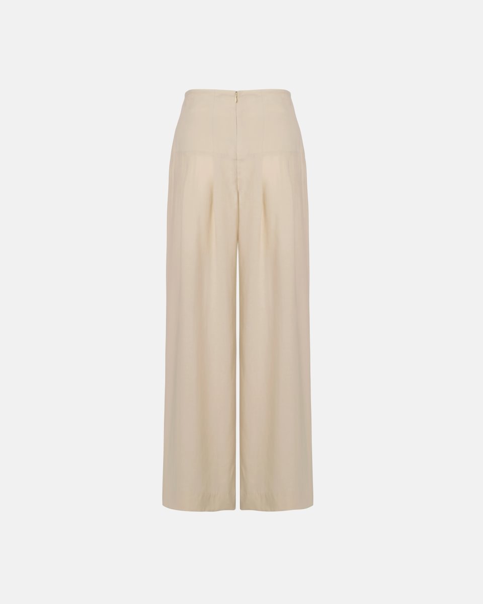 SUPER HIGH-WAIST TROUSERS IN TAUPE