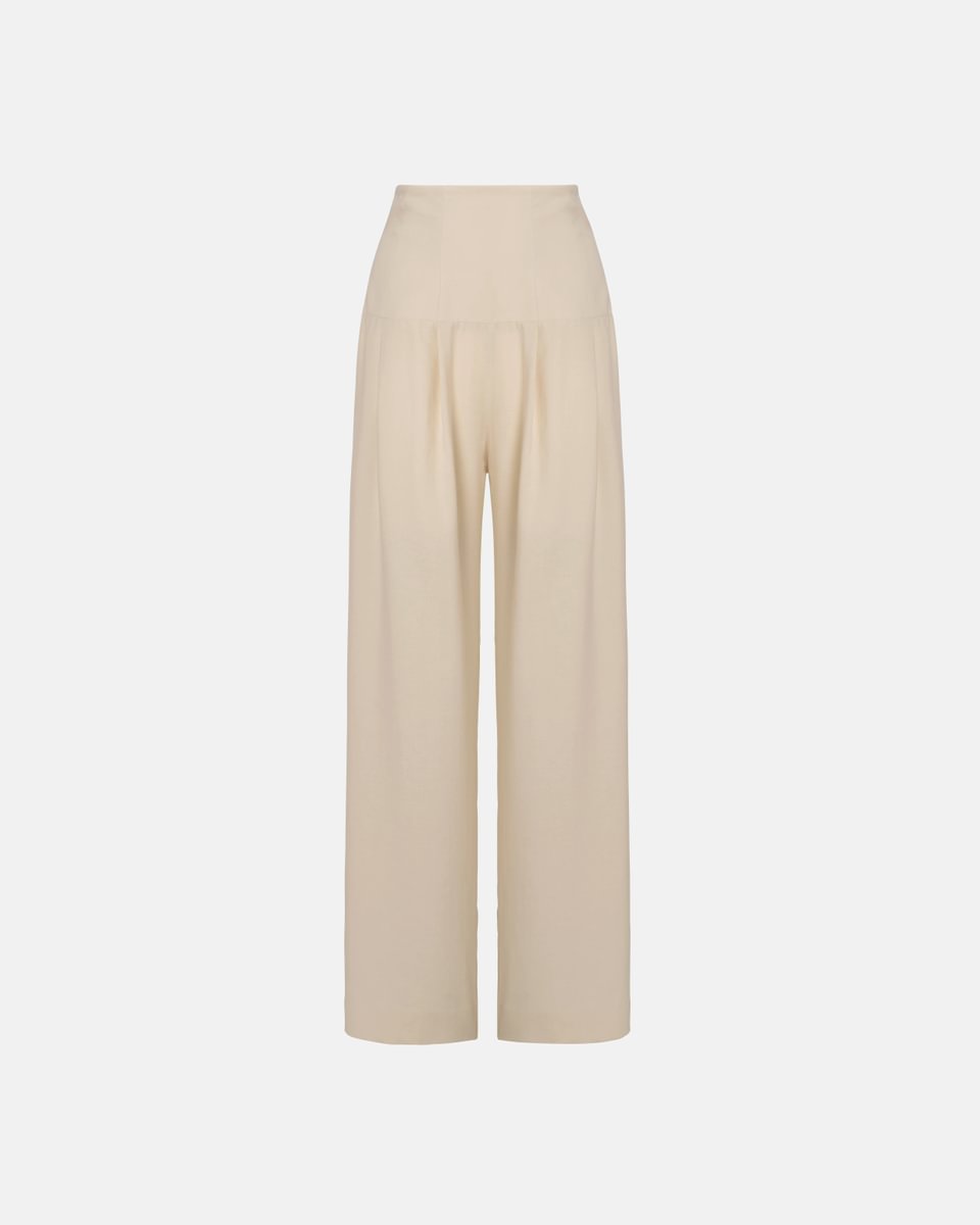 SUPER HIGH-WAIST TROUSERS IN TAUPE