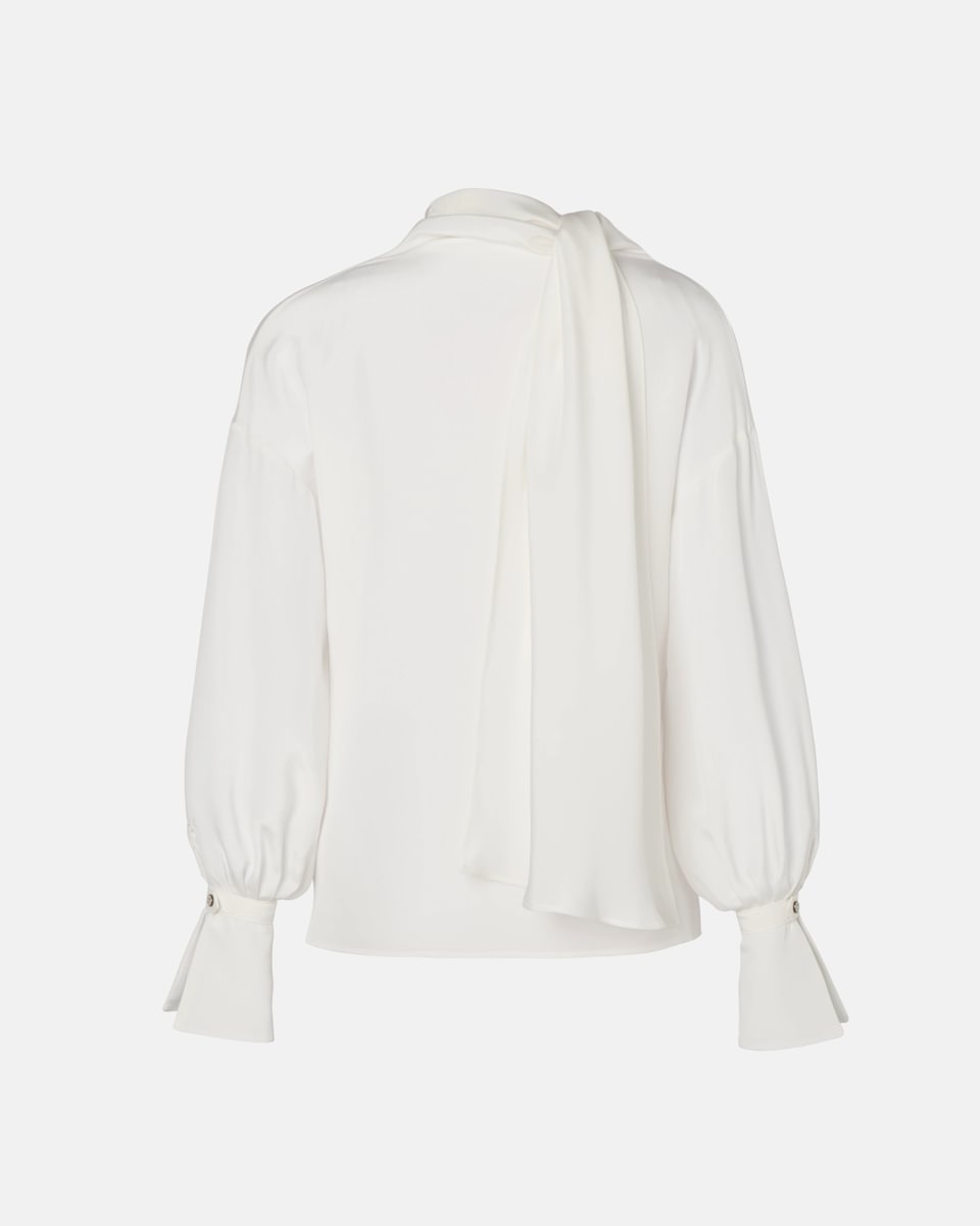BLOUSE WITH NECK SCARF IN WHITE
