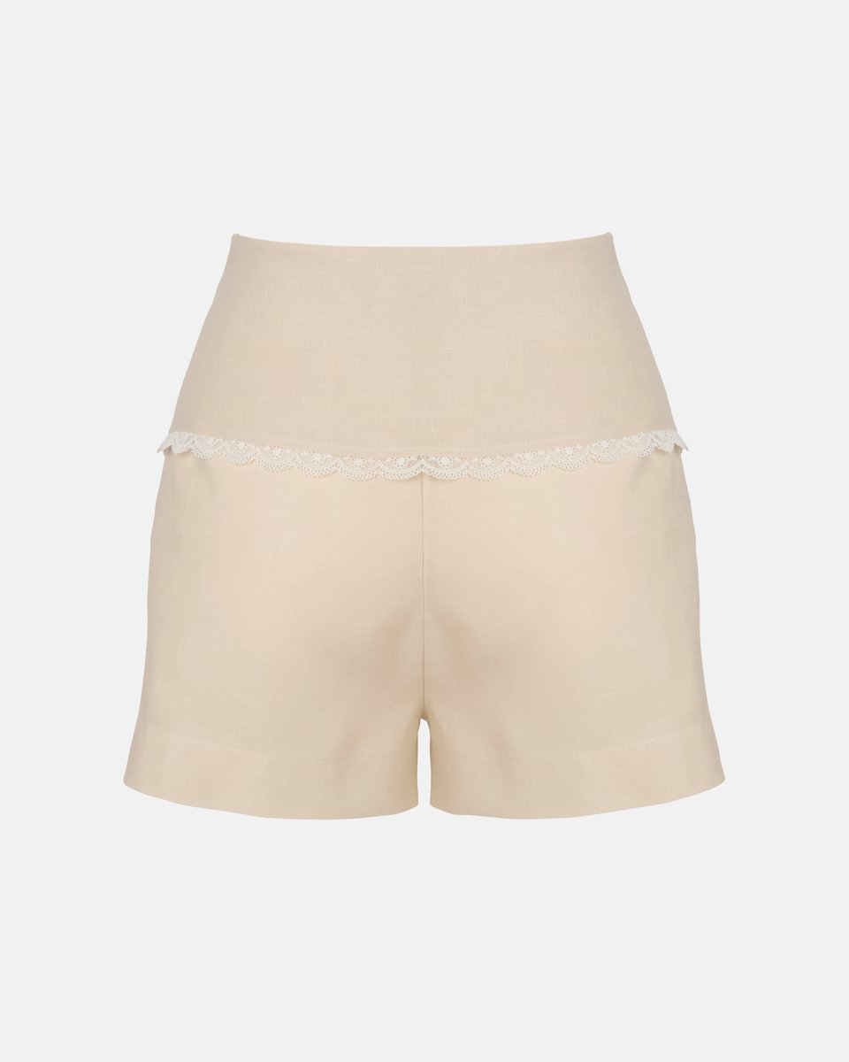 HIGH-WAIST SHORTS IN TAUPE