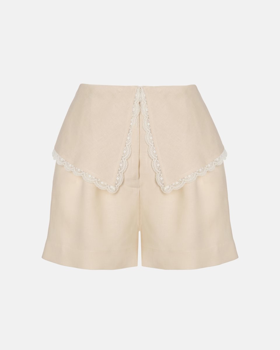 HIGH-WAIST SHORTS IN TAUPE