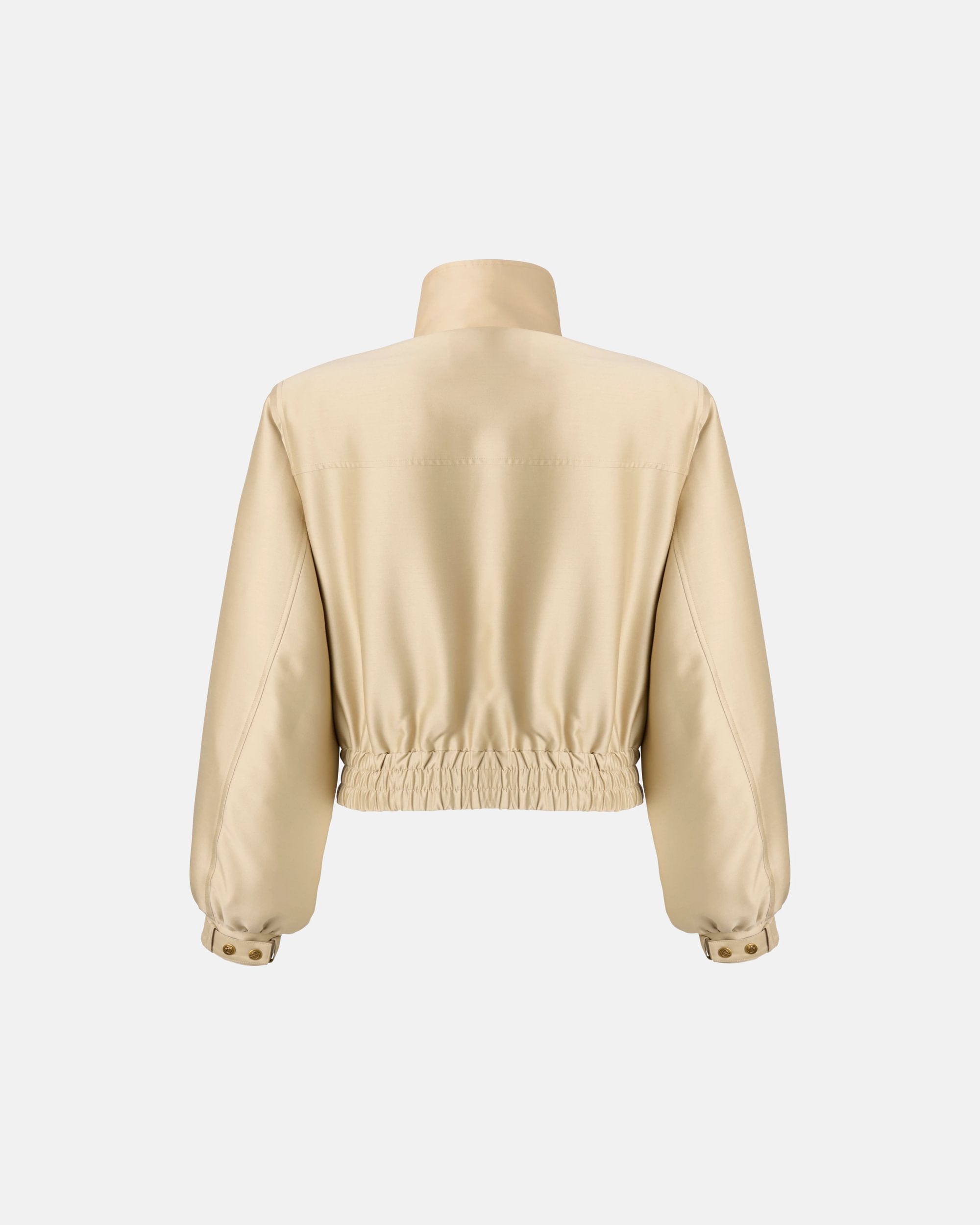 WOOL AND SILK CROPPED BOMBER JACKET