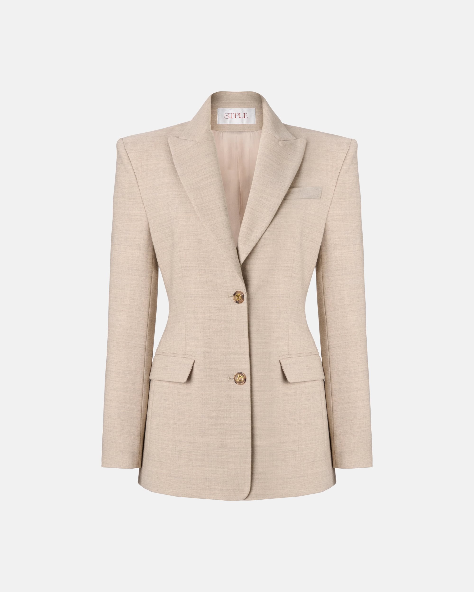WOOL AND VISCOSE BLAZER WITH OVERSKIRT IN OATMEAL