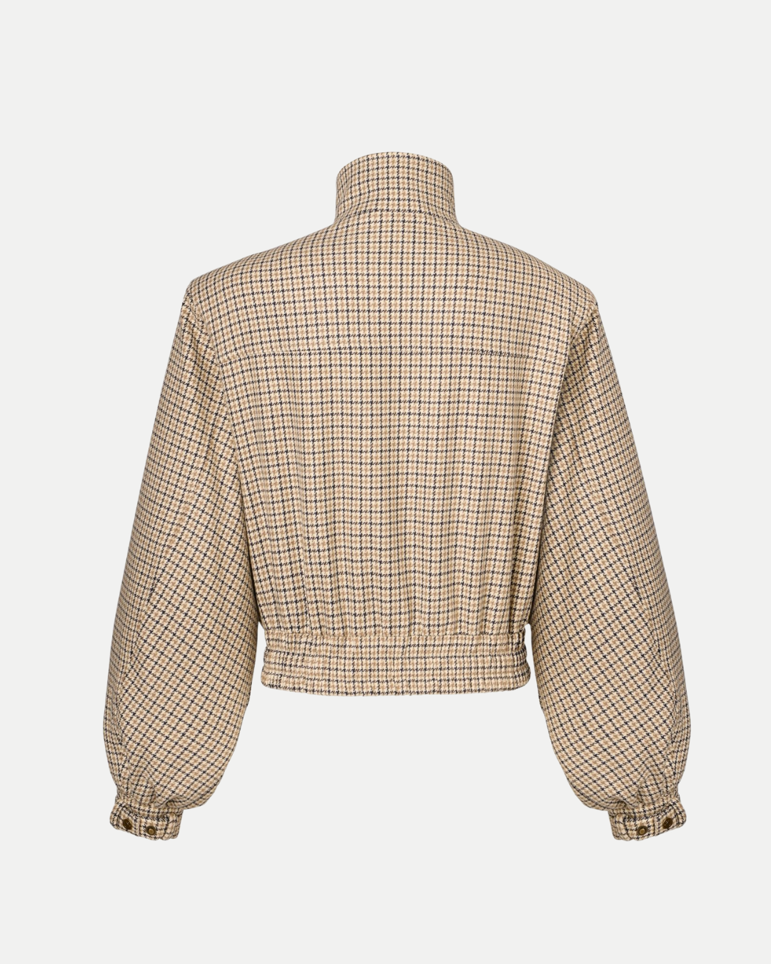 WOOL AND VISCOSE CROPPED BOMBER JACKET IN HOUNDSTOOTH