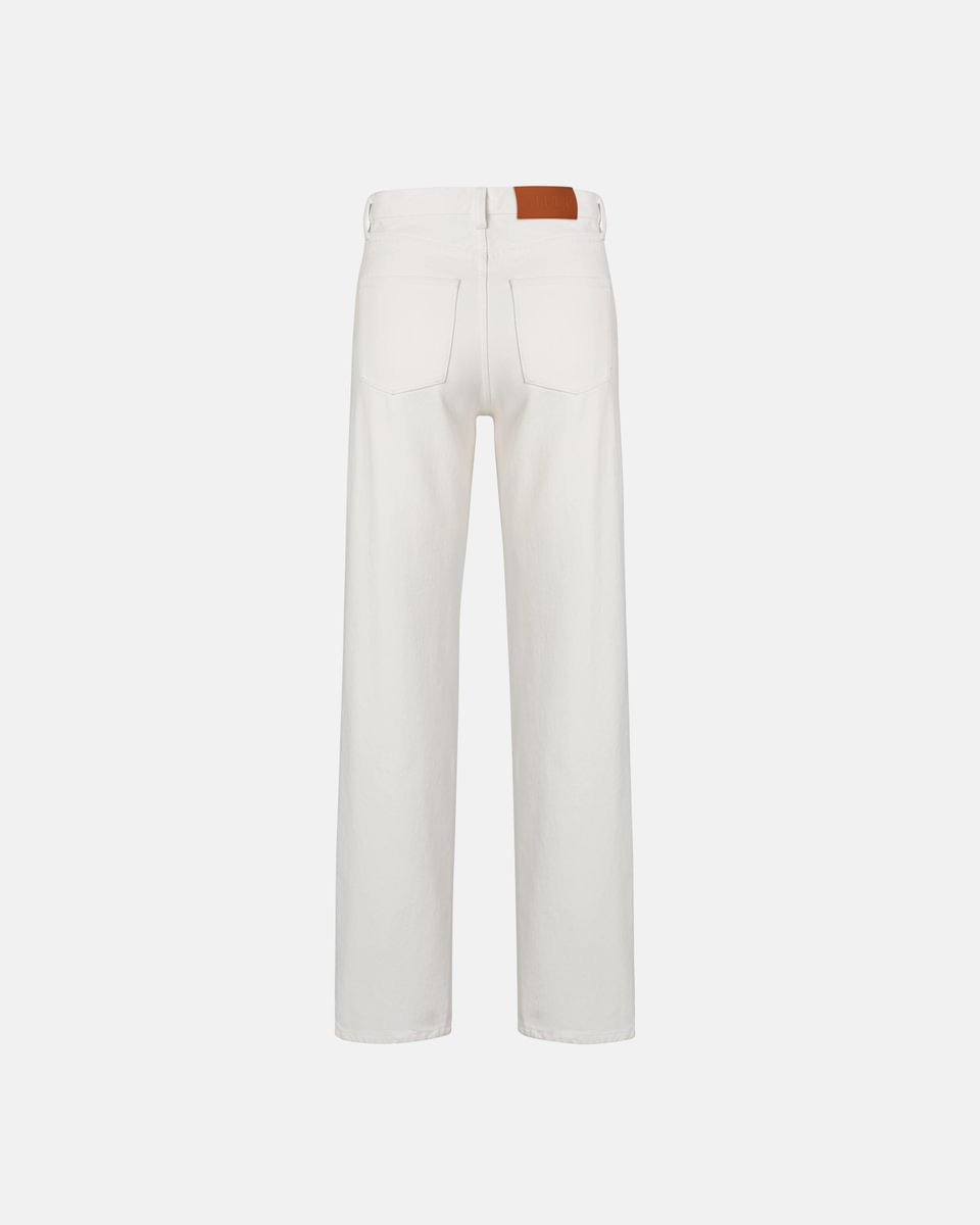HIGH-RISE STRAIGHT COTTON JEANS IN WHITE DENIM