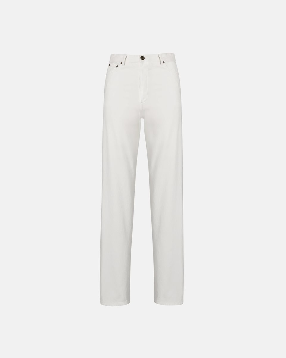 HIGH-RISE STRAIGHT COTTON JEANS IN WHITE DENIM
